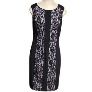 CYNTHIA CROWLEY BLACK AND LACE DRESS S10